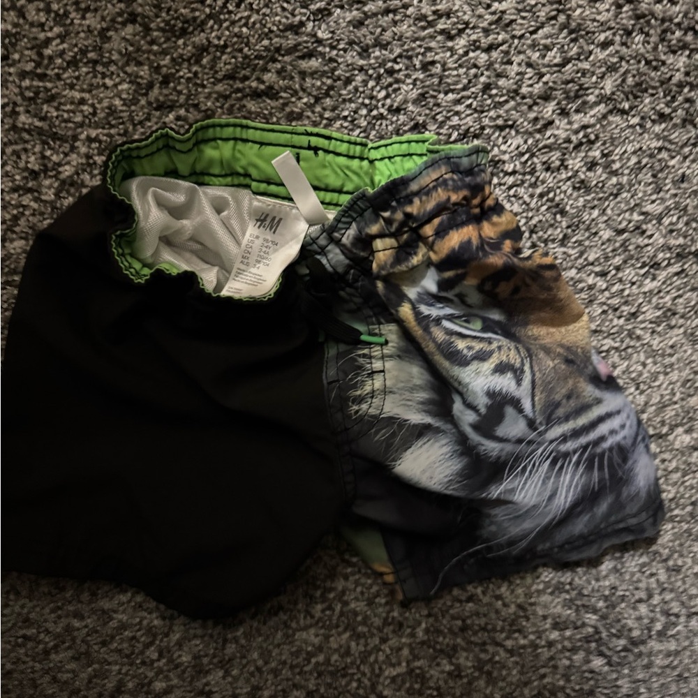 H&M Kids Swim Trunks - Black and Green with Tiger Print